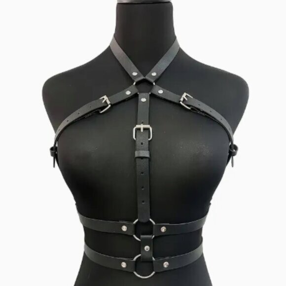 PU Leather Buckle Double Layer Harness Belt - Picture 1 of 5